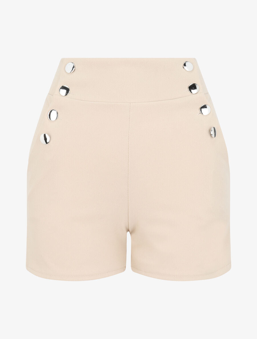 Short à pont taille empire - Beige - 4