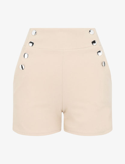 Short à pont taille empire - Beige - 4