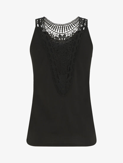 Top uni à détail broderies - Noir - 2