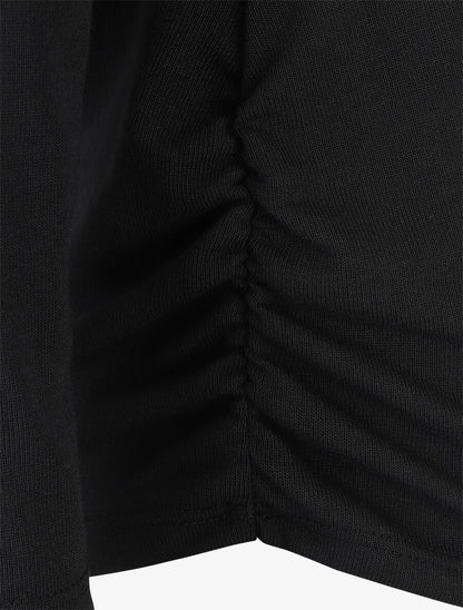 Pull fin asymétrique à col bateau - Noir - 3