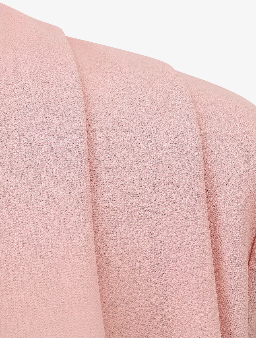 Blouse drapée unie à manches longues - Rose poudré - 3