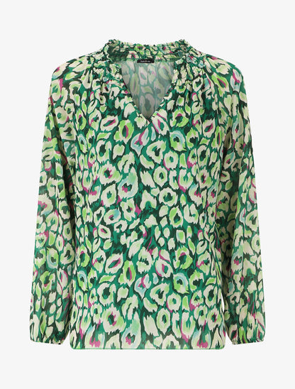 Blouse en voile à imprimé graphique - Vert - 1