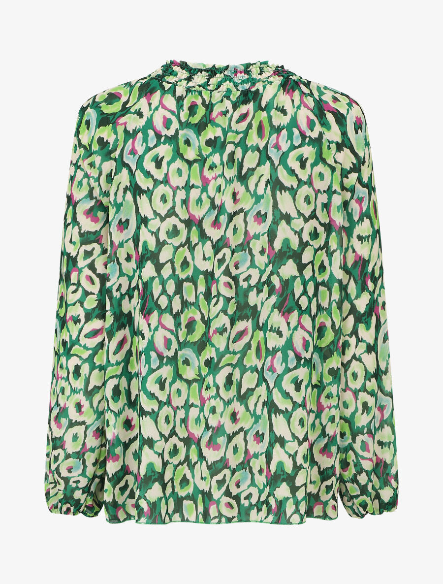 Blouse en voile à imprimé graphique - Vert - 2