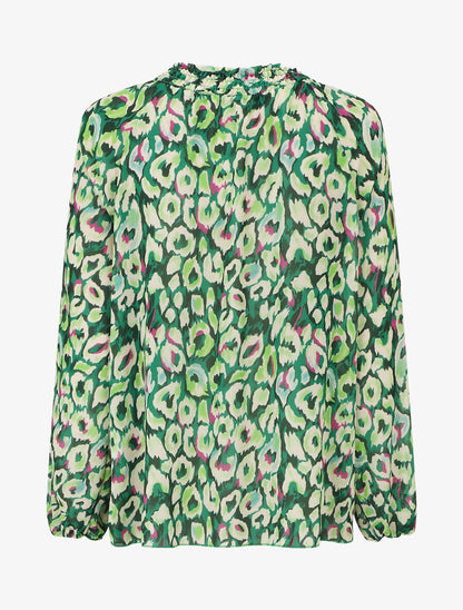 Blouse en voile à imprimé graphique - Vert - 2