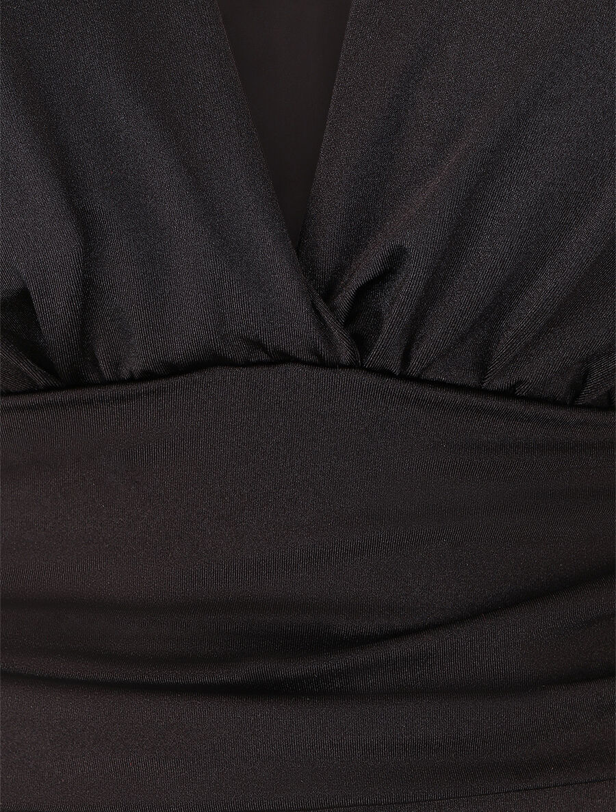 Body uni à col cache-coeur - Noir - 3