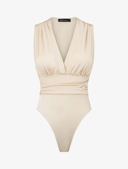 Body uni à col cache-coeur - Beige - 5