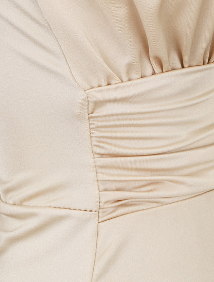 Body uni à col cache-coeur - Beige - 3