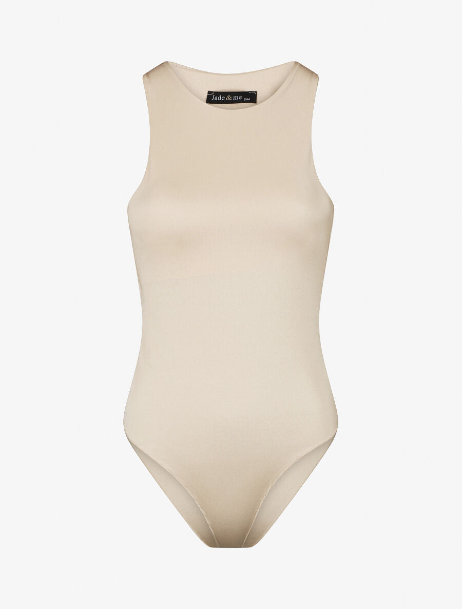 Body uni à col rond - Beige - 1