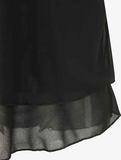 Caraco uni en voile superposé - Noir - 3