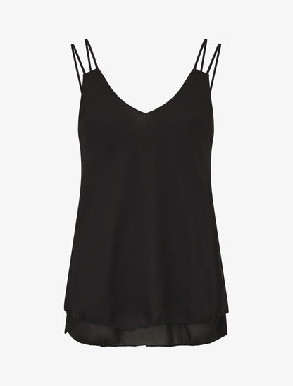 Top uni en voiles superposés - Noir - 1