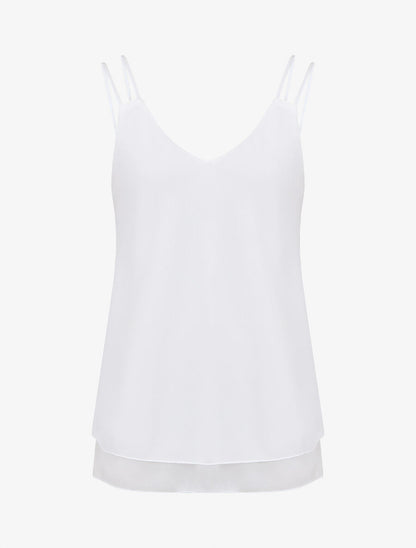 Top uni en voiles superposés - Blanc - 5