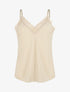 Caraco uni col V à détail dentelle - Beige - 1