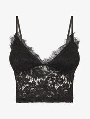 Crop top en dentelle ajourée - Noir - 1