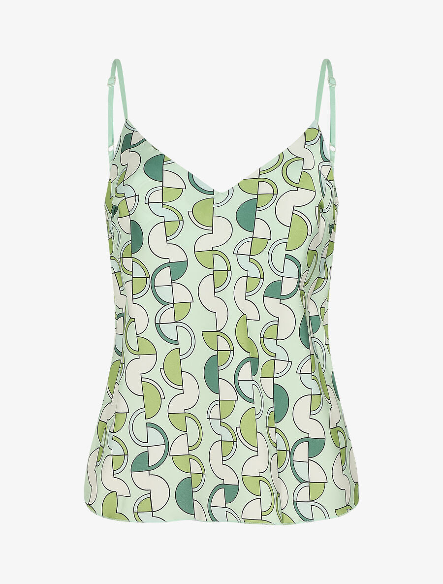 Caraco satiné imprimé graphique - Vert - 5