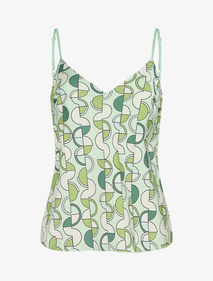 Caraco satiné imprimé graphique - Vert - 5