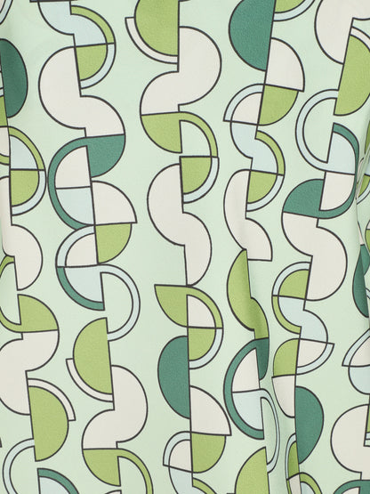 Caraco satiné imprimé graphique - Vert - 3