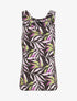 Top satiné imprimé feuilles à col bénitier - Noir - 5