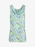 Top satiné imprimé feuilles à col bénitier - Turquoise - 5