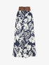 Jupe longue taille haute style corset imprimé hawaïen - Bleu nuit - 1
