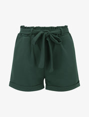 Short uni élastiqué à revers - Vert sapin - 5