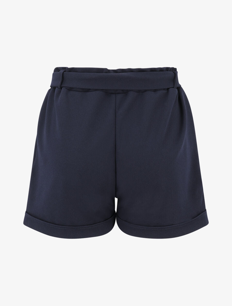 Short uni élastiqué à revers - Marine - 2
