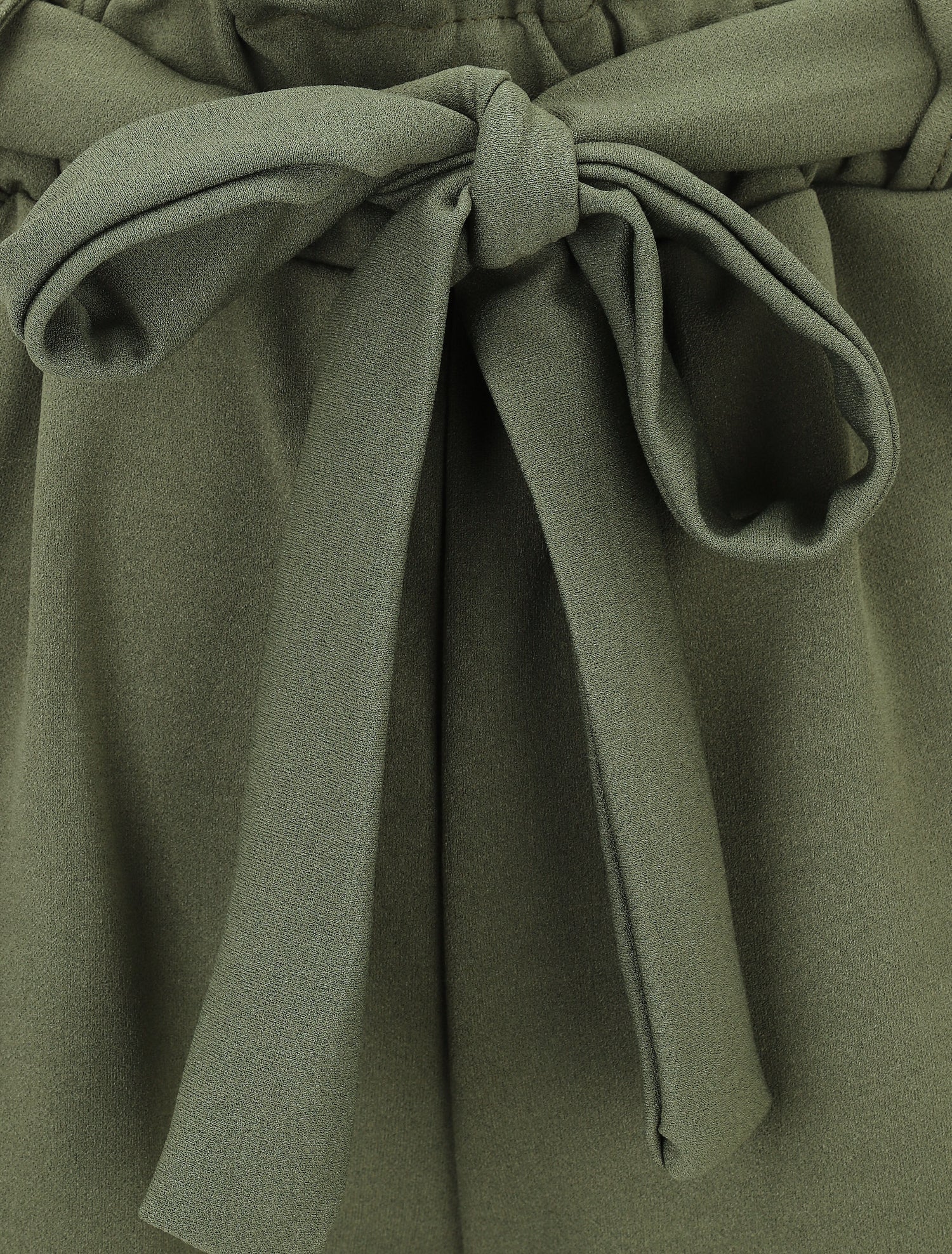Short uni élastiqué à revers - Kaki - 3