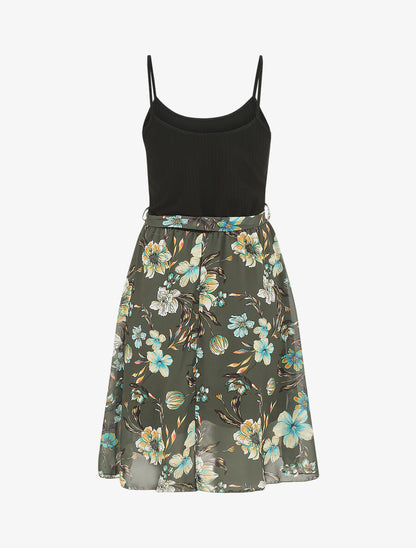 Robe mi longue bi-matière - Kaki - 2