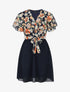 Robe courte imprimé floral col cache-coeur - Marine - 4