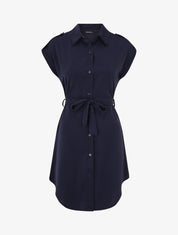 Robe chemise unie manches courtes - Marine - 1