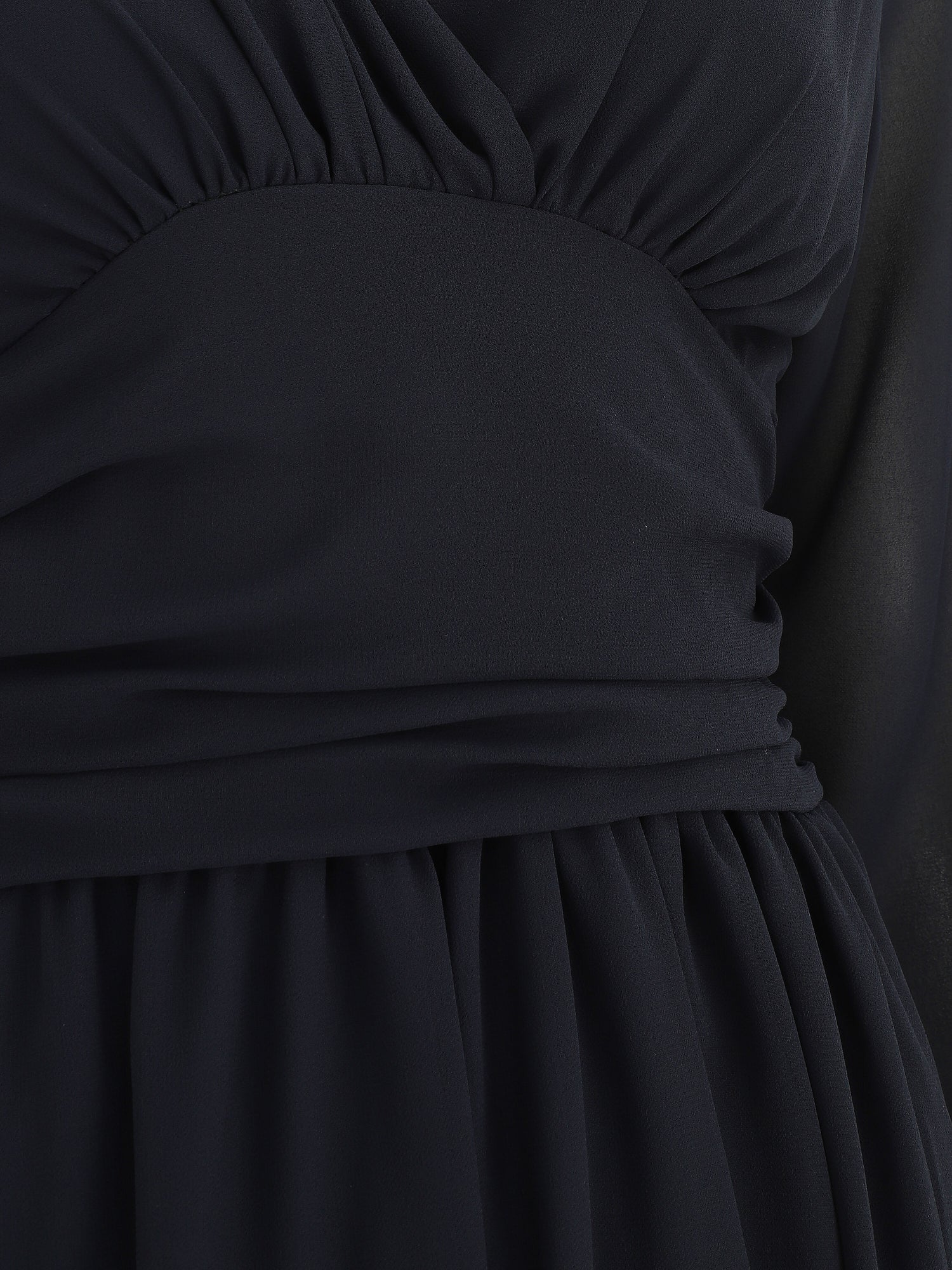 Robe longue élastiquée à col cache-coeur - Marine - 3