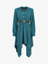 Robe longue asymétrique unie - Bleu canard - 5