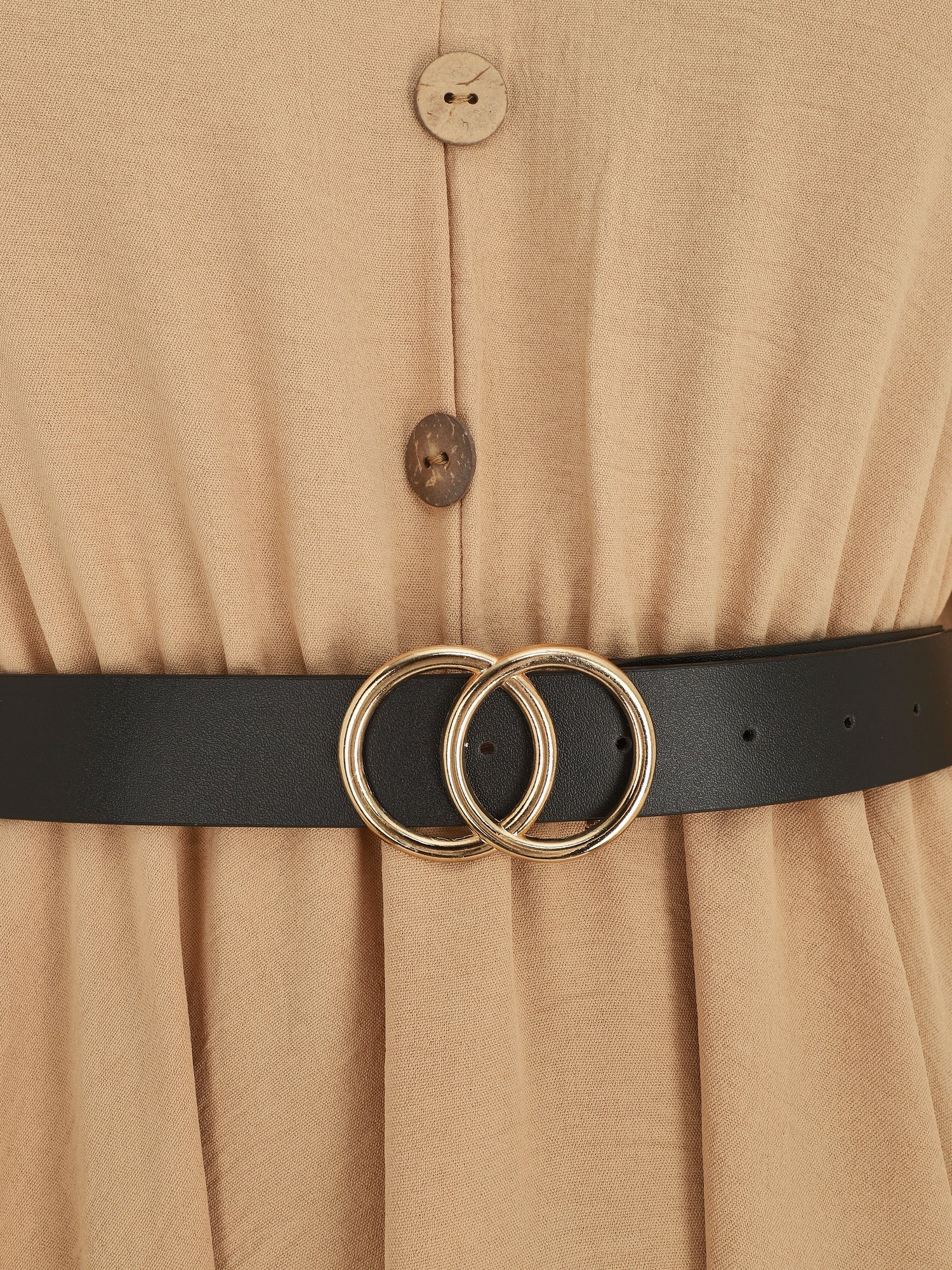 Robe longue asymétrique unie - Camel - 3