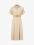 Robe chemise longue unie manches courtes - Beige - 1