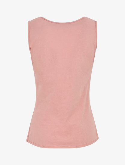 Top uni sans manches et boutons décoratifs - Vieux rose - 2