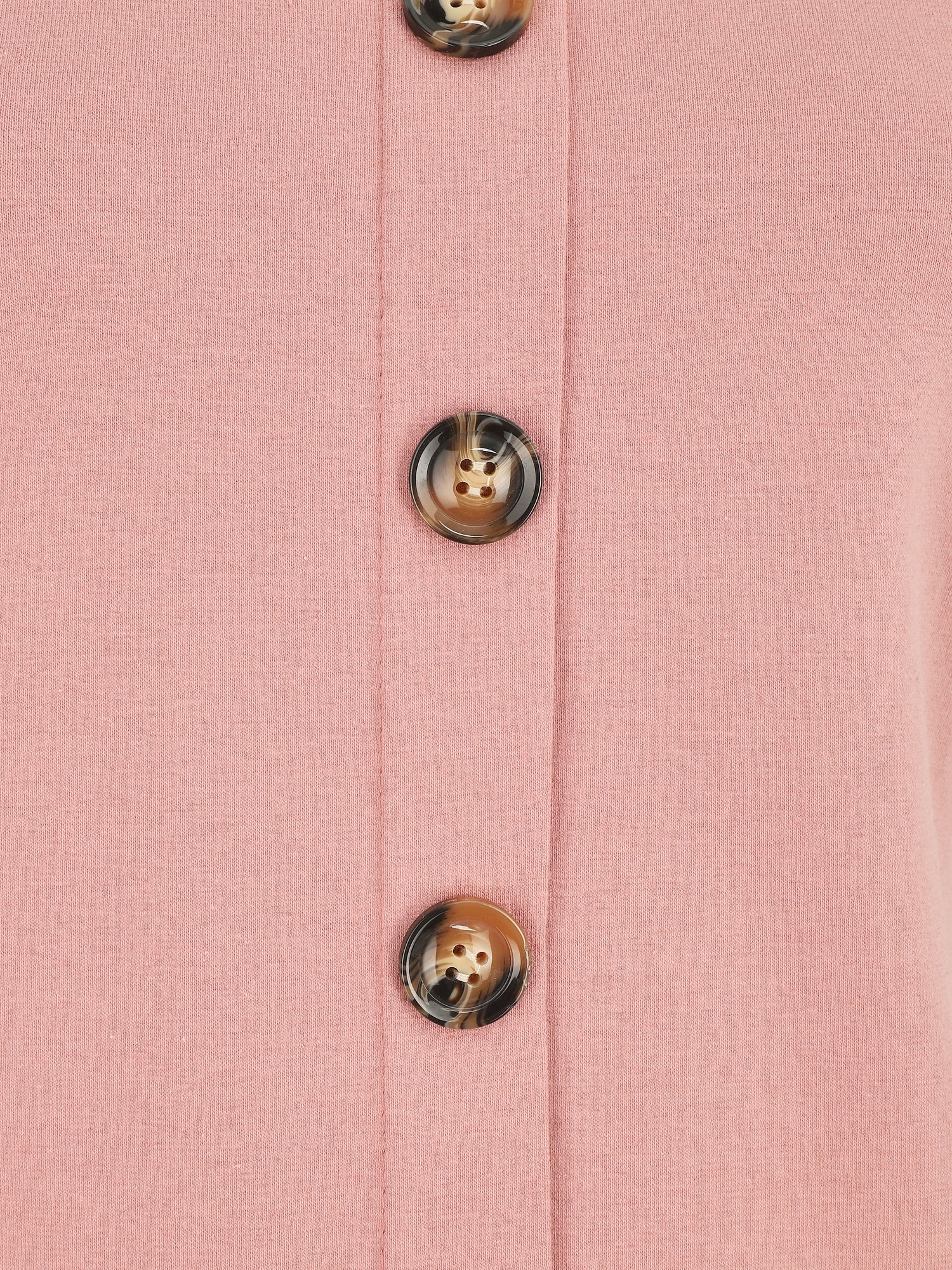 Top uni sans manches et boutons décoratifs - Vieux rose - 3