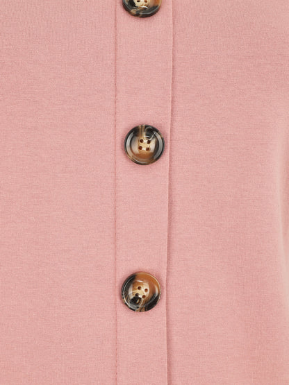 Top uni sans manches et boutons décoratifs - Vieux rose - 3