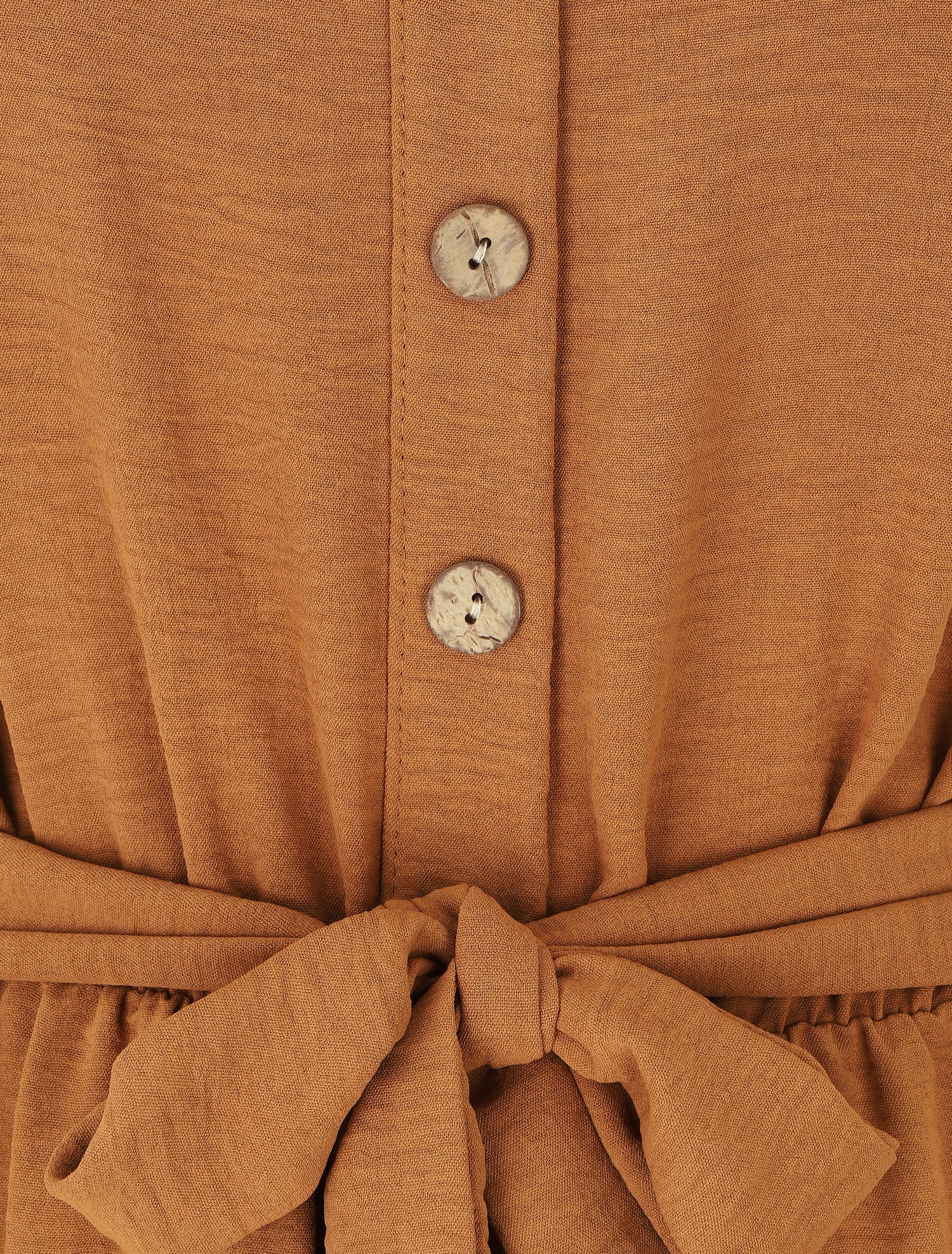 Combinaison unie fluide à taille élastiquée - Camel - 3
