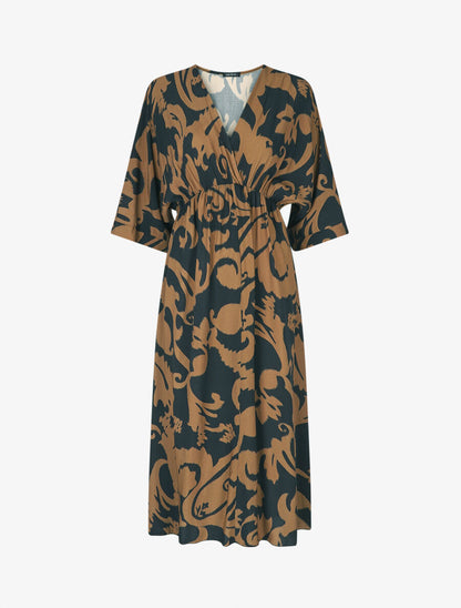 Robe longue à taille élastiquée - Noir - 1