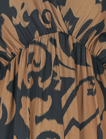 Robe longue à taille élastiquée - Noir - 3