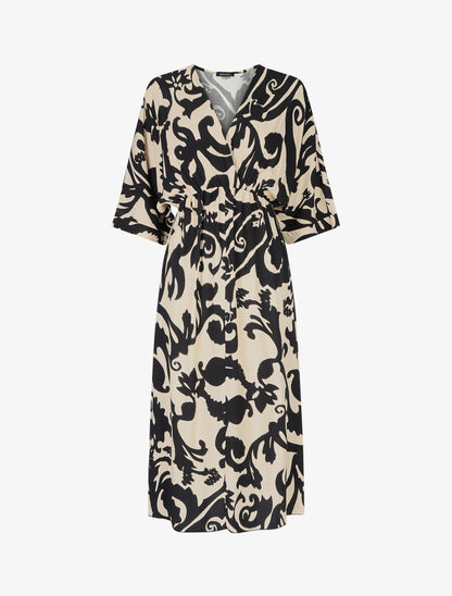 Robe longue à taille élastiquée - Beige - 5