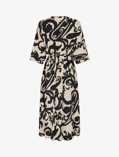 Robe longue à taille élastiquée - Beige - 2