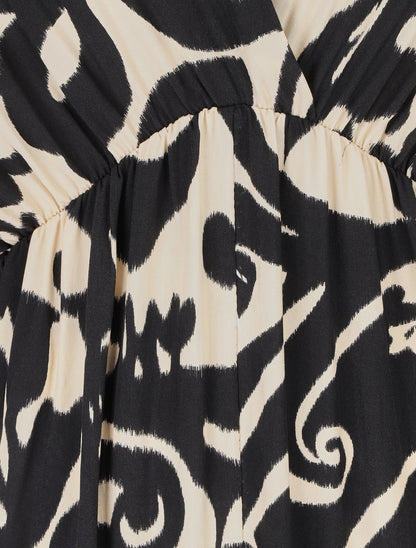 Robe longue à taille élastiquée - Beige - 3