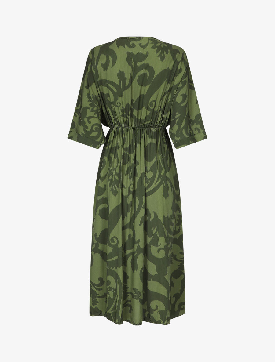 Robe longue à taille élastiquée - Kaki - 2