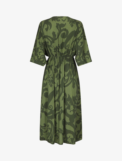 Robe longue à taille élastiquée - Kaki - 2