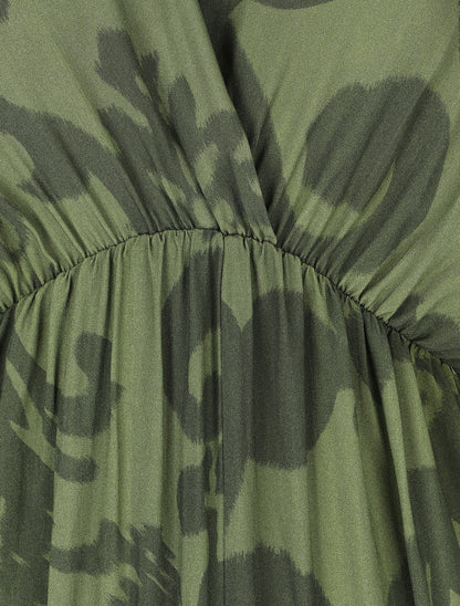 Robe longue à taille élastiquée - Kaki - 3