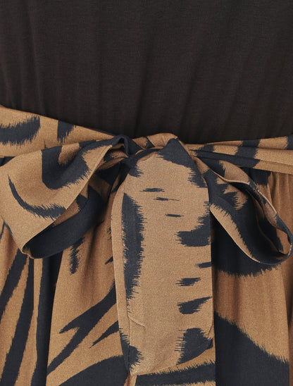 Robe bicolore à imprimé graphique - Noir - 3