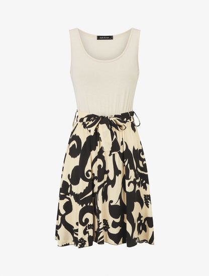 Robe bicolore à imprimé graphique - Beige - 1