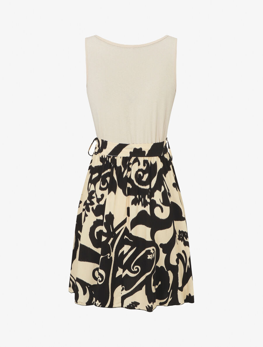 Robe bicolore à imprimé graphique - Beige - 2
