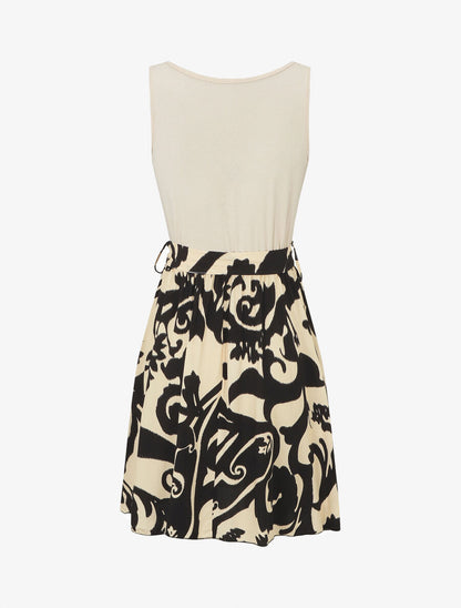 Robe bicolore à imprimé graphique - Beige - 2