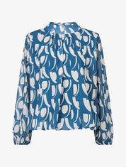 Top manches longues imprimé abstrait - Bleu canard - 4
